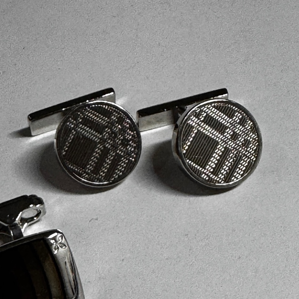 Burberry pattern Silver Cufflinks